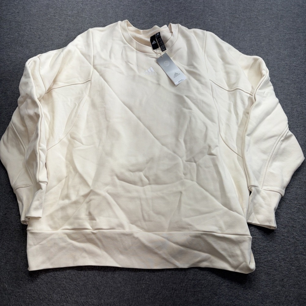 adidas Men's INTERNAL CREW Pullover Sweatshirt, Wonder White, Size 2XL‎